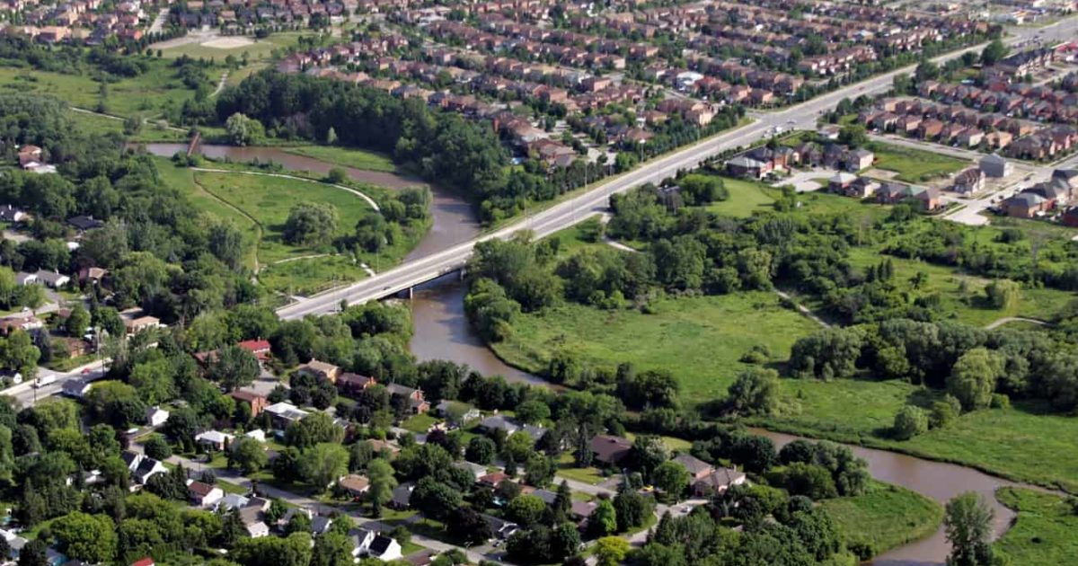 Aerial photo of urban landscape.